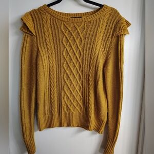 Jessica Simpson Yellow Crew Neck Sweater with Ruffle Details